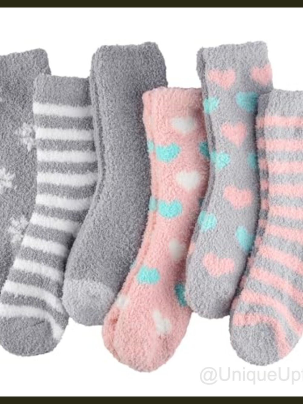 Fuzzy Slipper Socks for Women 6 Pairs Cozy Winter Fluffy Microfiber